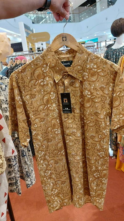 Block Printed Batik Shirt - Fawn Brown