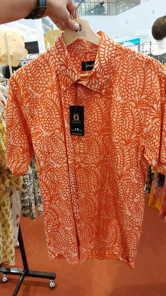 Block Printed Batik Shirt - Orange Peach