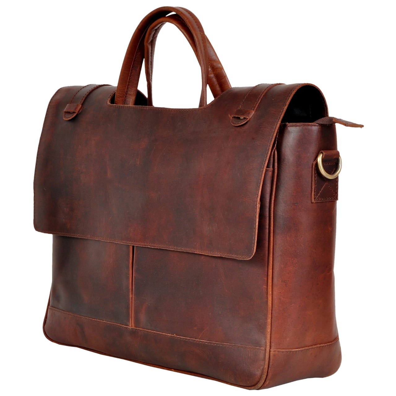 Leather messenger bag (classic) - Dark Brown Oil Pulled