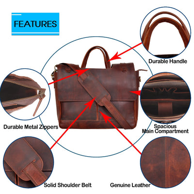 Leather messenger bag (classic) - Dark Brown Oil Pulled